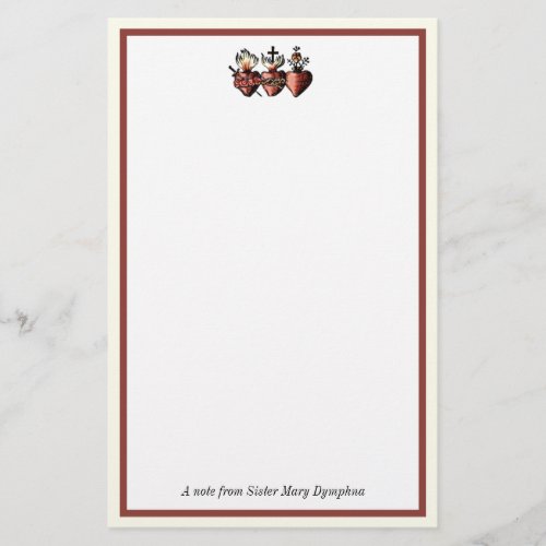 Catholic Three Hearts Jesus Mary Joseph Religious Stationery