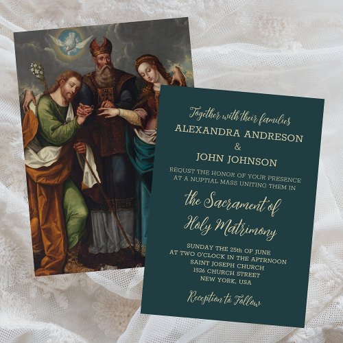 Catholic Traditional Baroque Nuptial Mass Wedding  Invitation