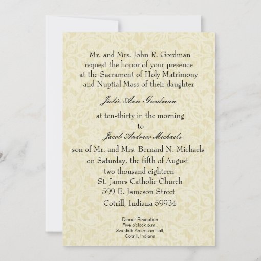 Catholic Traditional Bridal Wedding Invitation 