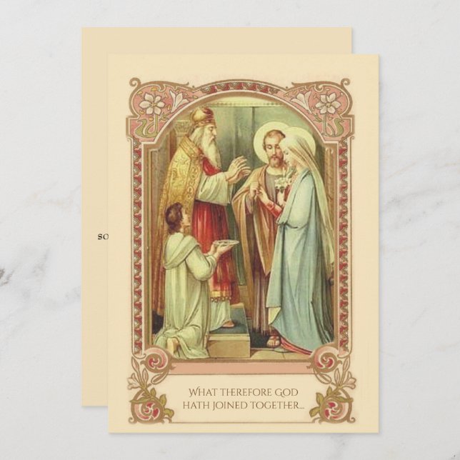 Catholic Traditional Bridal Wedding Invitation (Front/Back)