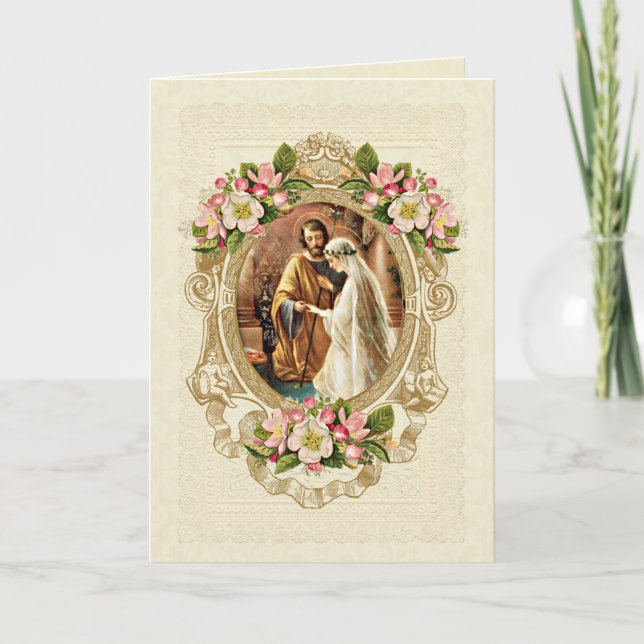 Catholic Traditional Elegant Vintage Wedding Invitation (Front)