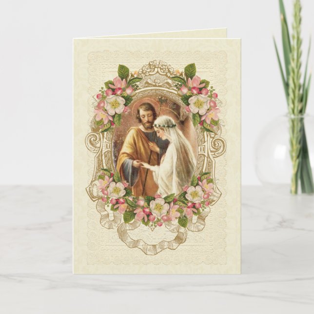 Catholic Traditional Elegant Vintage Wedding Invitation (Front)