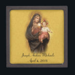 Catholic Traditional Mary Communion Sacrament Keepsake Box<br><div class="desc">This personalized traditional  First Holy Communion keepsake jewelry box has a beautiful image of Our Lady of the Blessed Sacrament. This may be easily customized with the celebrant's name and date. It would be a perfect keepsake to store all the small gifts and mementos of that special occasion.</div>