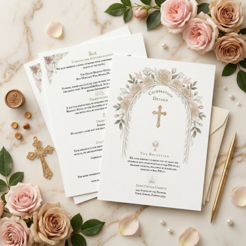 Catholic Traditional Wedding Details Cross  Enclosure Card