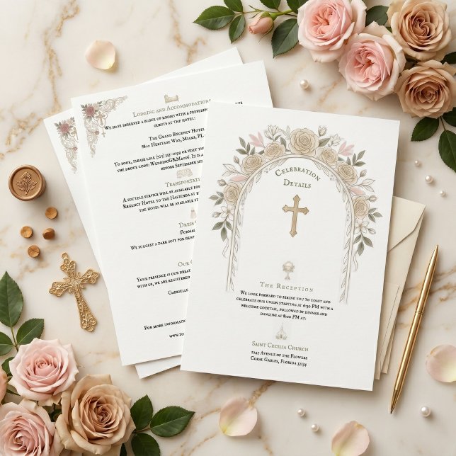 Catholic Traditional Wedding Details Cross  Enclosure Card (Creator Uploaded)