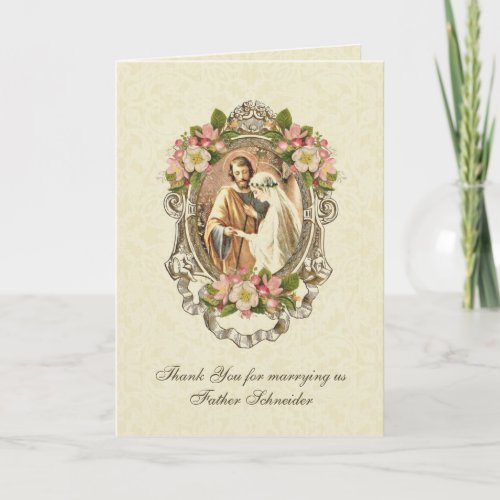 Catholic Vintage Elegant Wedding Card