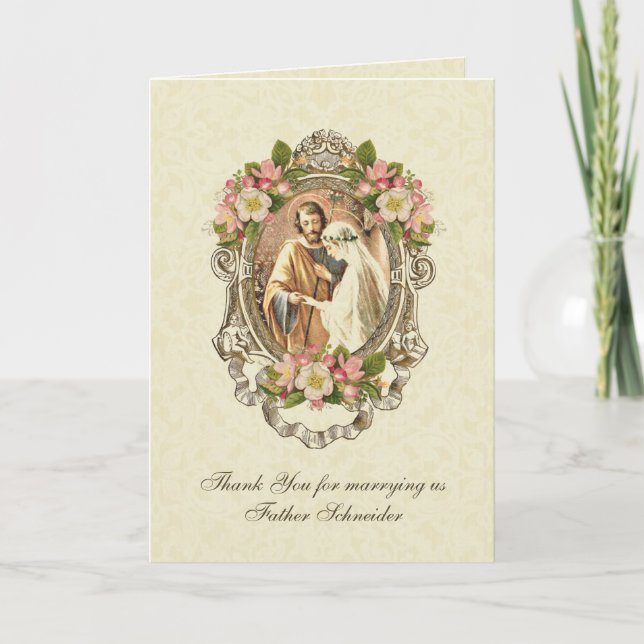 Catholic Vintage Elegant Wedding Card (Front)