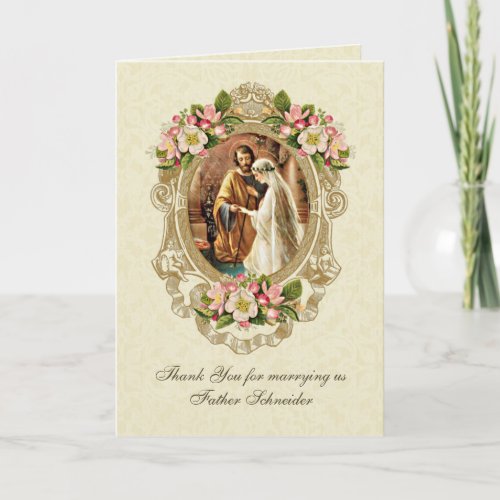 Catholic Vintage Elegant Wedding Card