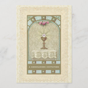 Catholic Vintage First Holy Communion Invitation