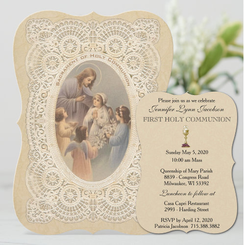 Catholic Vintage First Holy Communion Invitation