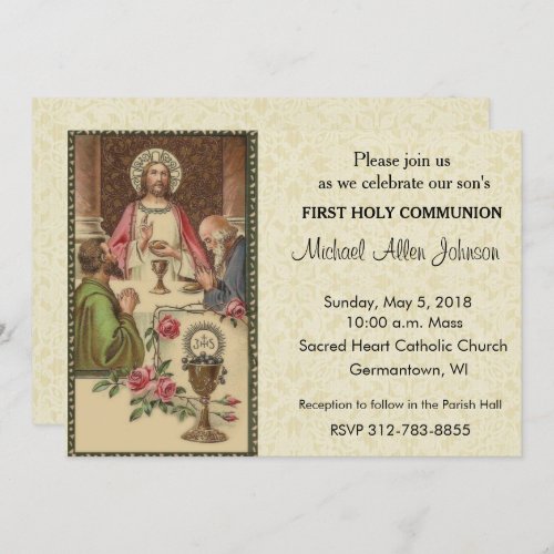 Catholic Vintage First Holy Communion Invitations