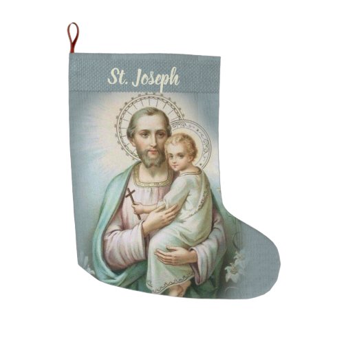 Catholic vintage  St Joseph with Baby Jesus Large Christmas Stocking