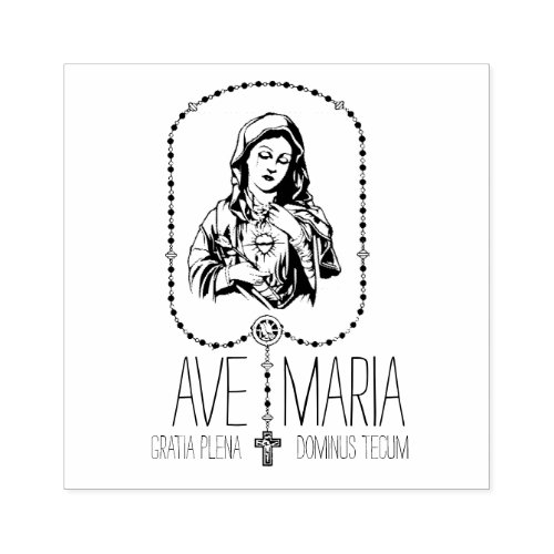 Catholic Virgin HAIL MARY Rosary Religious Rubber Stamp