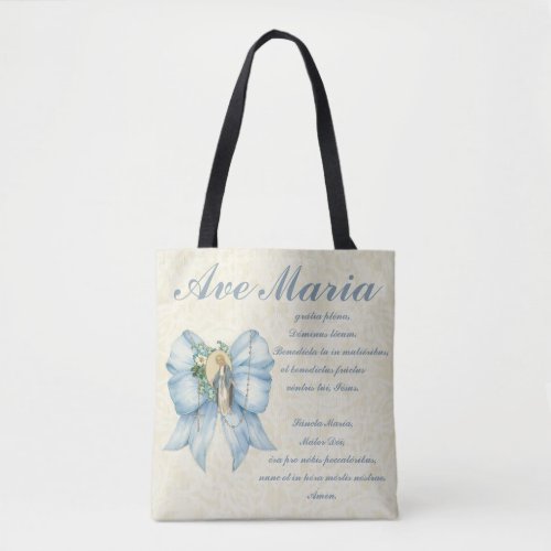 Catholic Virgin Mary Ave Maria Baby Jesus Floral Tote Bag