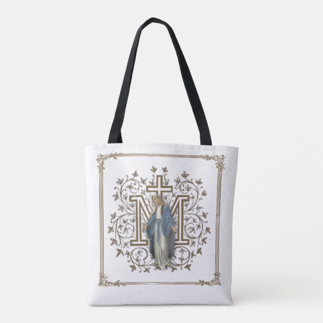 Catholic Virgin Mary Ave Maria in Latin Tote Bag (Back)