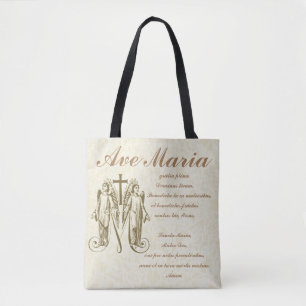 Catholic Virgin Mary Ave Maria in Latin Tote Bag