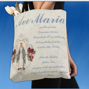 Catholic Virgin Mary Ave Maria in Latin Tote Bag