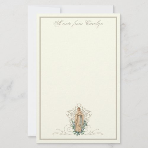 Catholic Virgin Mary Elegant Religious Floral  Stationery