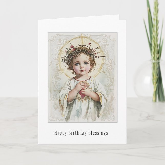 Catholic Virgin Mary Floral Birthday Card (Front)