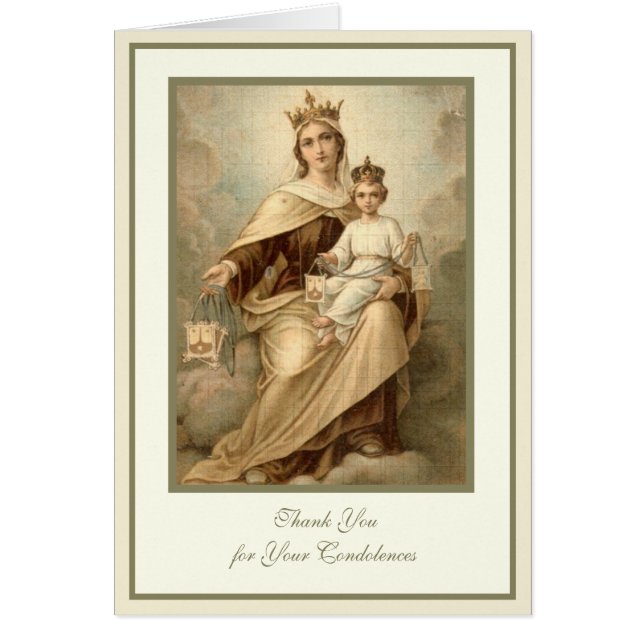 Catholic VIRGIN MARY  Funeral Condolence Cards (Front)