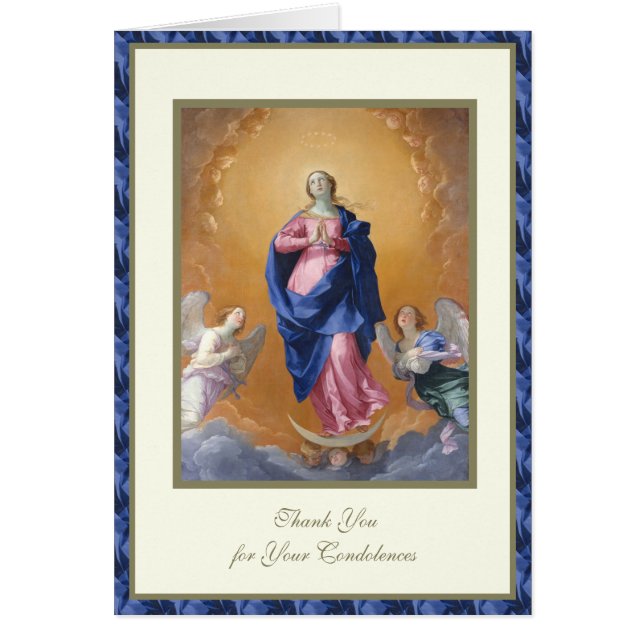 Catholic VIRGIN MARY  Funeral Condolence Cards (Front)