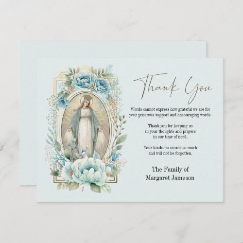 Catholic Virgin Mary Funeral Condolence Sympathy Thank You Card