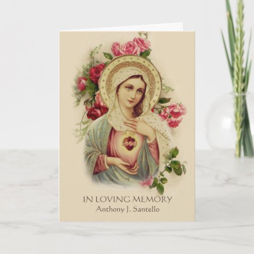 Catholic Virgin Mary  Funeral Holy Prayer Card
