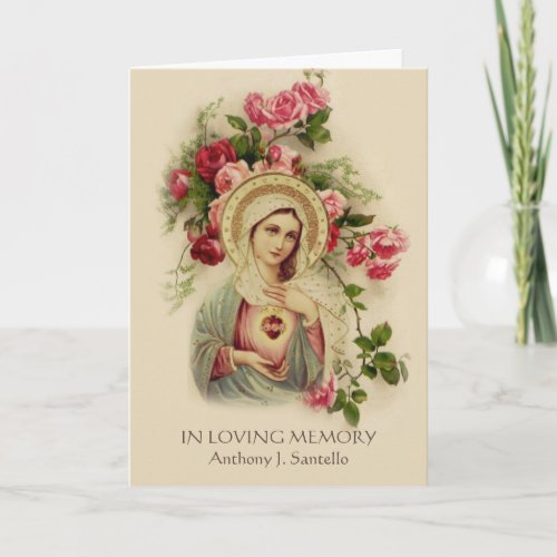 Catholic Virgin Mary  Funeral Holy Prayer Card