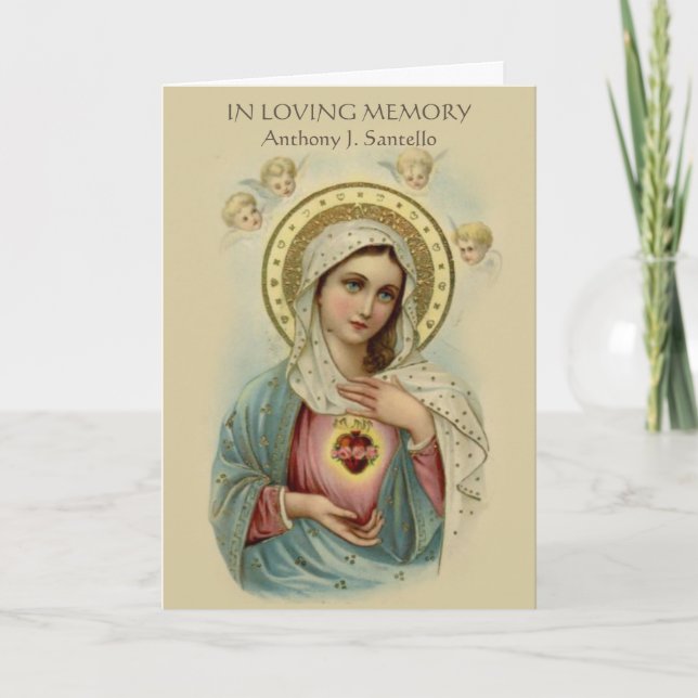 Catholic Virgin Mary  Funeral Holy Prayer Card (Front)