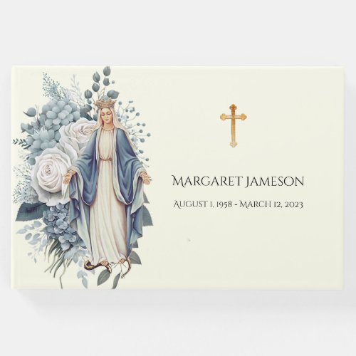 Catholic Virgin Mary Funeral Memorial Guest Book