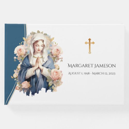 Catholic Virgin Mary Funeral Memorial Guest Book