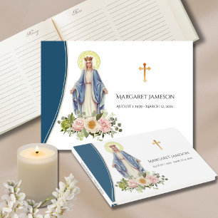 Catholic Virgin Mary Funeral Memorial Guest Book