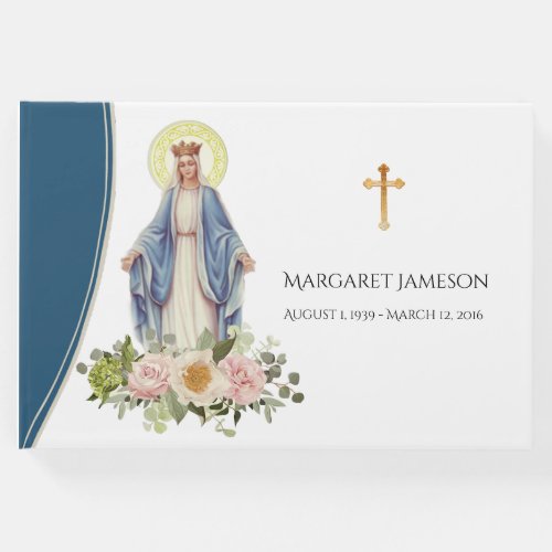 Catholic Virgin Mary Funeral Memorial Guest Book