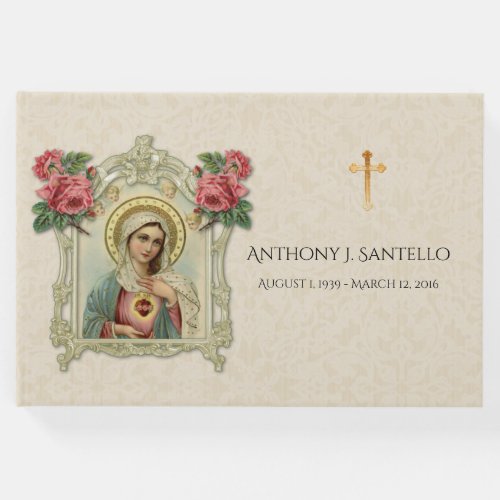 Catholic Virgin Mary Funeral Memorial Guest Book