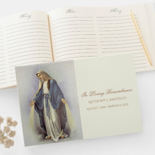Catholic Virgin Mary Funeral Memorial Keepsake Guest Book
