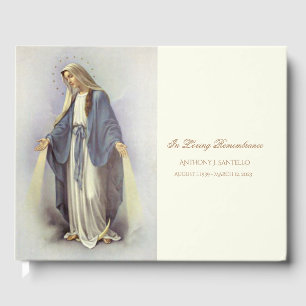 Catholic Virgin Mary Funeral Memorial Keepsake Guest Book