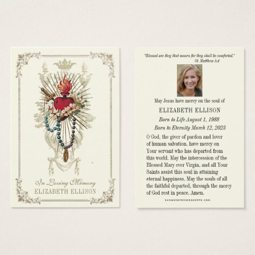 Catholic Virgin Mary Funeral Memorial Prayer Card