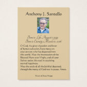Catholic Virgin Mary Funeral Prayer Holy Card (Back)