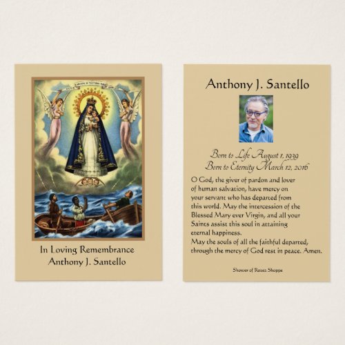 Catholic Virgin Mary Funeral Prayer Holy Card