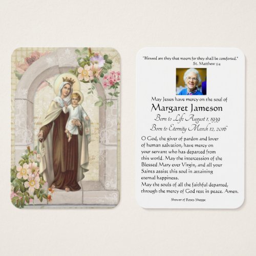 Catholic Virgin Mary Funeral Prayer Memorial Card