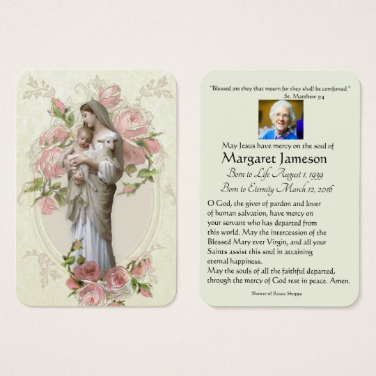 Catholic Virgin Mary Funeral Prayer Memorial Card Zazzle