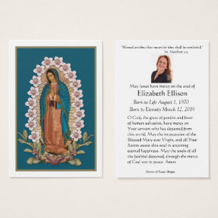 Catholic Virgin Mary Guadalupe Funeral Prayer Card