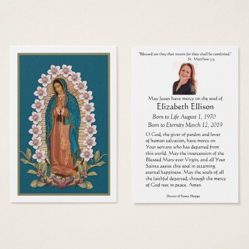 Catholic Virgin Mary Guadalupe Funeral Prayer Card