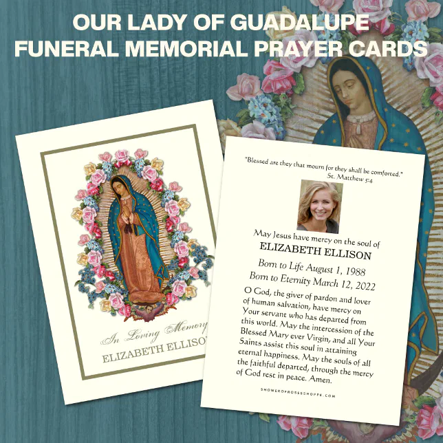 Catholic Virgin Mary Guadalupe Funeral Prayer Card | Zazzle