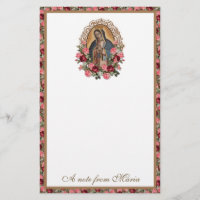 Catholic Virgin Mary Guadalupe Roses Stationery
