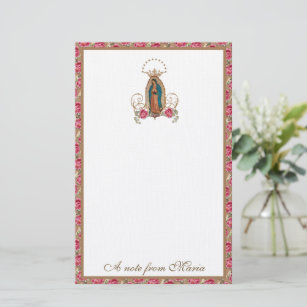 Catholic Virgin Mary Guadalupe Roses Stationery