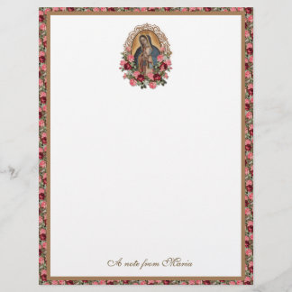 Catholic Virgin Mary Guadalupe Roses Stationery