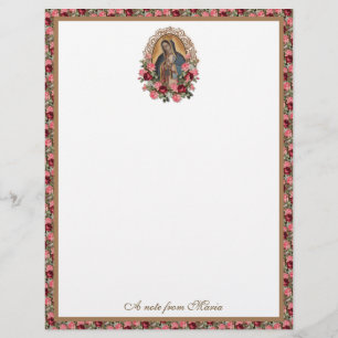 Catholic Virgin Mary Guadalupe Roses Stationery
