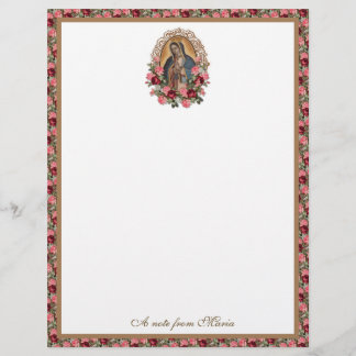 Catholic Virgin Mary Guadalupe Roses Stationery