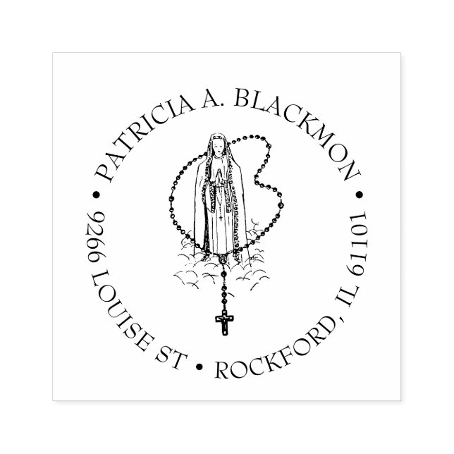 Catholic Virgin Mary Holy Rosary Fatima Religious Rubber Stamp (Imprint)